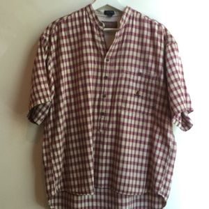 Western Auburn & Off-White Checkered Swoop Top